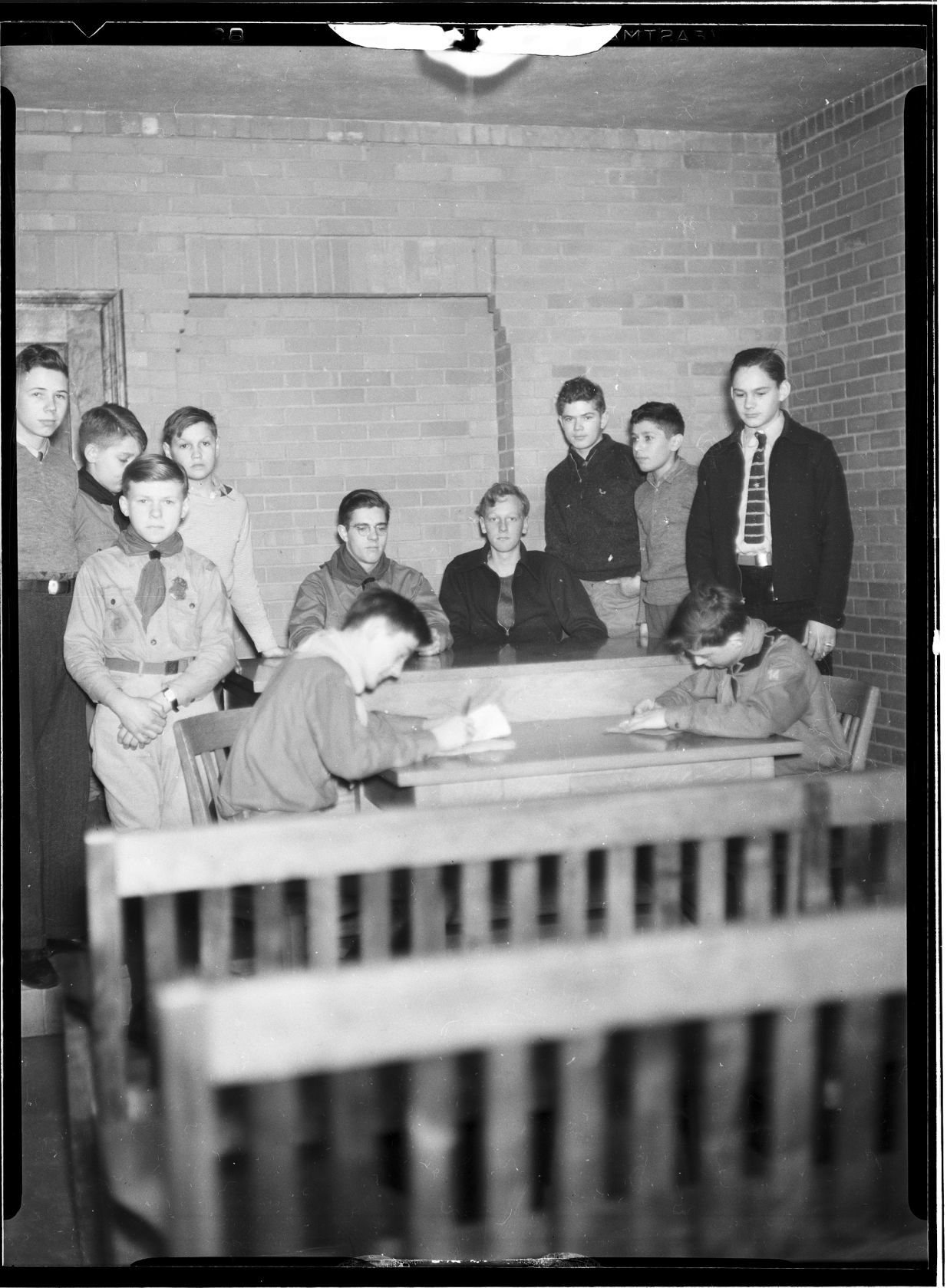 Boy Scouts at station